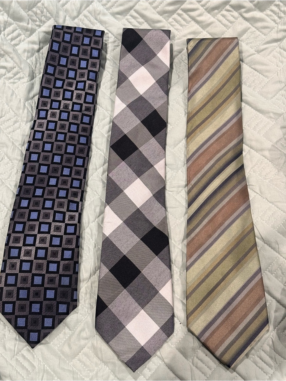 Kenneth Cole Men's Three-Tie Set - Blue, Gray, Brown Stripes & Plaids